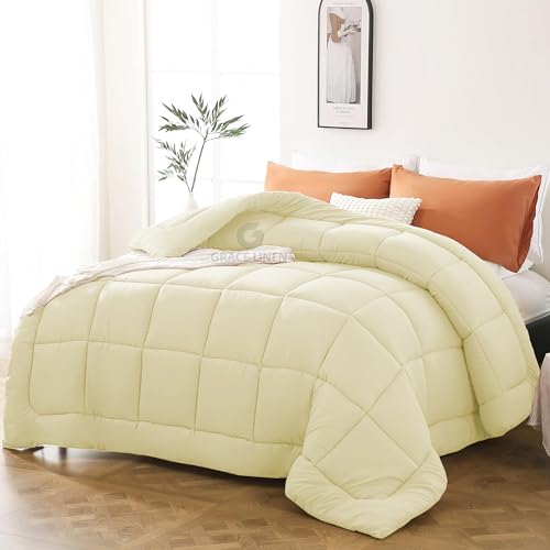 Image of 600 GSM Heavy Winter Comforter Double Bed Size 90 inchX100 inch - Luxurious Soft Fluffy Winter Blanket Comforter /Rajai /Duvet Double Bed - Ivory Color