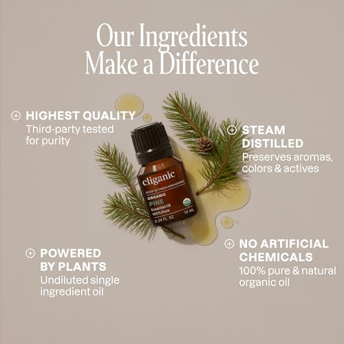 Image of Cliganic Organic Pine Essential Oil, 100% Pure Natural Undiluted, for Aromatherapy | Non-GMO Verified | Organic, Peppermint, for Aromatherapy