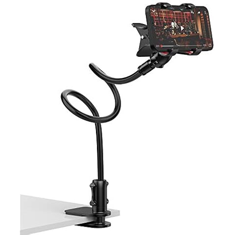 Gooseneck Phone Holder for Bed, Giftrold Flexible Arm Cellphone Stand Mount Clip for Desk,360 Adjustable Lazy Bracket for iPhone 14 13 12 11 Pro Max XR SE 8 Plus and All Phone Models - Black Cover