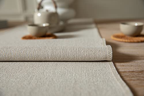 Zeemart Neutral Table Runners 36 Inches Long, Burlap Linen Style Rustic Farmhouse Table Runner, Small Short Boho Coffee Table Runner, 13X36 Inches, Raw Linen #TOP4