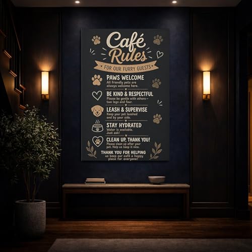 Toile Animals Pet Rules grand format 60x90cm pour habiller un mur vide