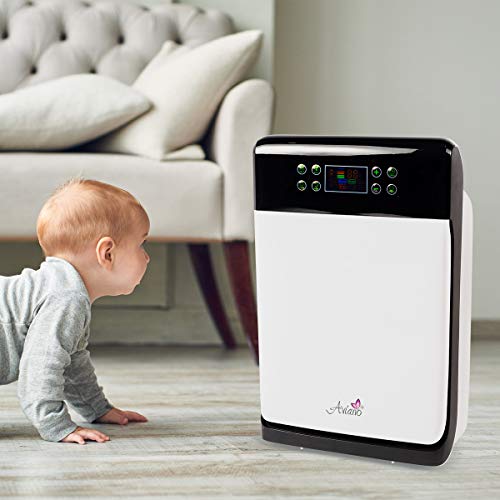 Aviano AV890 7-in-1 Smart Home Air Purifier w/True HEPA Filter for Large Room (350sqft) | Great for Smokers, Pets, Allergies | Filters Pet Hair, Dust, Allergens, Mold, Germs, Odor & Smoke Eliminator
