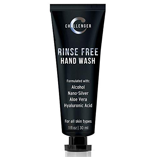 NEW Challenger Men's Rinse Free Hand Wash - 1oz - Portable, 30% Alcohol Hand Wash both Cleans & Moisturizes. Hydrates Hands, Forearms, & Skin - Cleansing 30% Alc. Based Formula Washes and Nourishes