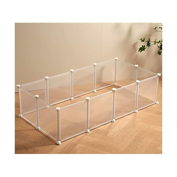 LURIVA Transparent Clear Small Animal Playpen, Guinea Pig Cages, Puppy Dog Playpen, Pet Playpen, Rabbit Bunny Indoor Outdoor Fence Pen Enclosure, White Clear Plastic Playpen,12 X 12 Inch, 12 Panels