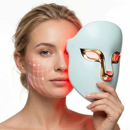 OSITO Cordless Red Light Therapy Mask for Face - 4 in 1 Multi-Wavelength LED Facial Mask Device Full Face Coverage Anti-Aging Acne Skin Care FSA HSA Eligible Gifts for Women Men Home Use AST-805A