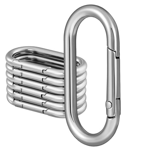 10Pcs Metal Spring Oval Rings Round Carabiner Key Ring Clip for Keychain Buckle, Purse Hardware, DIY Crafts (Silver, 1.57 inch)