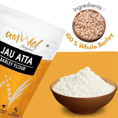Image of Amwel Jau Atta - Barley Flour 450g, Jaun ka atta | जौ का आटा | Rich in Dietary Fiber, Good for Digestion, Weight Loss, Gut health (Vaccum Packed)