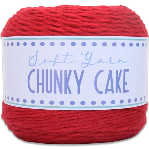 Image of ThreadArt Chunky Yarn Cake for Crochet #6, 300g /316 Yds, Red 15 | Soft super bulky #6 acrylic yarn cake for blankets, scarves, hats, crochet and knitting. Big 300g cake is machine washable.