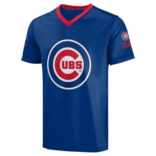 Image of FOCO MLB Men's Officially Licensed Primary Logo Wordmark Ballpark Team Color Baseball Performance V-Neck Top
