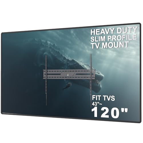 Image of WALI Heavy Duty TV Wall Mount for 43-120 Inch Flat Curved TVs up to 165 lbs,Low Profile 1.2 Inch from Wall,Mounting Holes up to 900x600mm,Compatible with Stud Spacing, Easy Install Bracket,Black