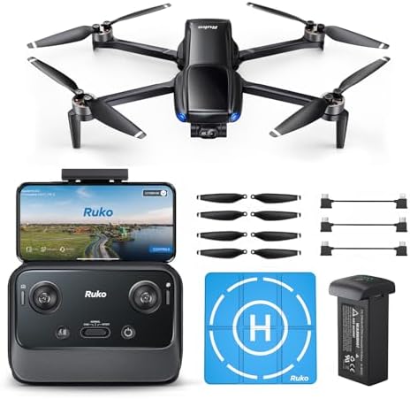 Ruko U11MINI 4K, Dron de bolsillo de menos de 249 g con cámara para adultos Foto 8K Vídeo 4K/30fps y plataforma de aterrizaje para drones Ruko H002 ponderada