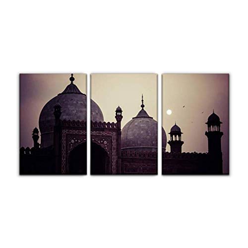 Modern Canvas Painting badshahi masjid lahore pakistan lahore stock pictures, royalty free Wall Art Artwork Decor Printed Oil Painting Landscape Home Office Bedroom Framed Decor (16"x24"x3pcs)