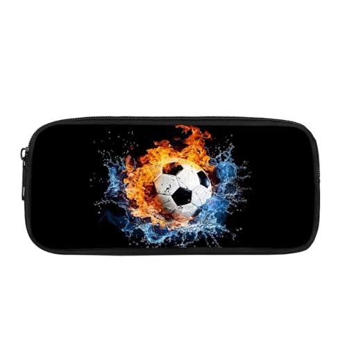 Image of Fire Soccer Nursing School Essentials Pencil Case Pencil Pouch Aesthetic Lightweight Pen Bag Stylish Small Office Supplies Black