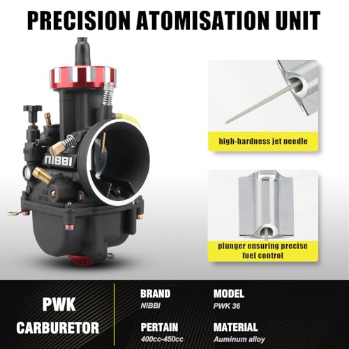 Image of NIBBI Carburetor PWK36 fit Motorcycle Engine with 36mm Carb Jets Motorcycle Engine with Carb Jets for Dirt Bike Mini Bike Pit Bike GY6 ATV