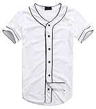 AKP Mens Hipster Hip Hop Button-Down Baseball Jersey, White 01, Size X-Large