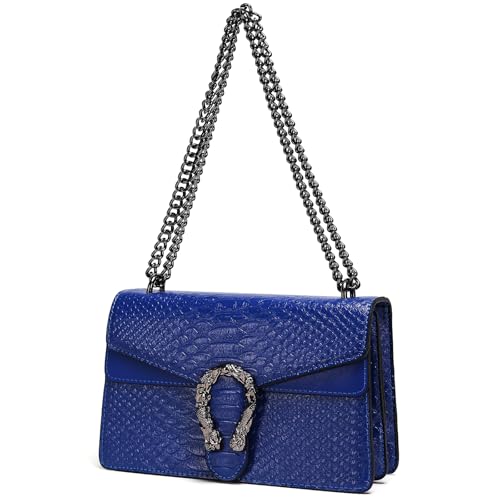 Leather Shoulder Bag Chain Purse for Women - Fashion Crossbody Bags Vintage Snake Print Underarm Bag...
