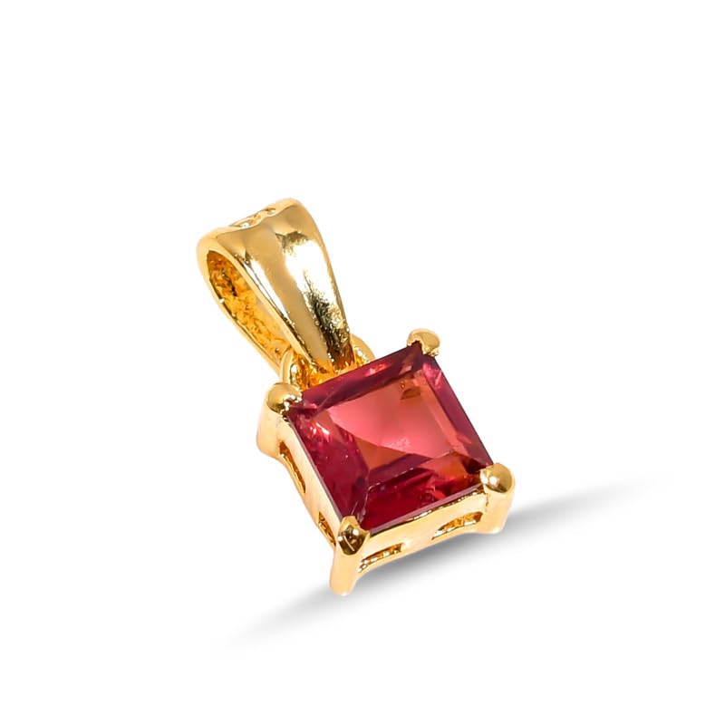 Pendentif solitaire grenat véritable de 5mm monté sur une fine chaîne en argent 925