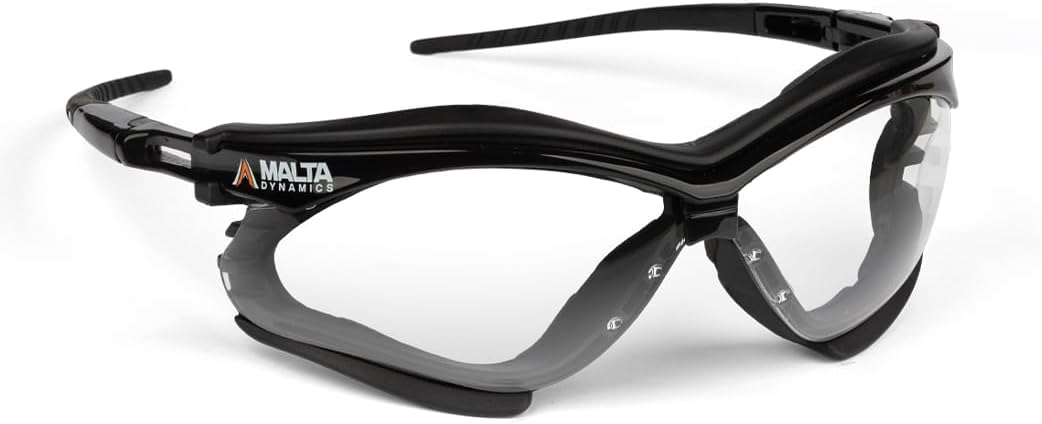 Malta Dynamics APEX Foam-Lined Safety Glasses – ANSI Z87.1 Spoggles for Construction Workers, Anti Scratch Protective Eyewear