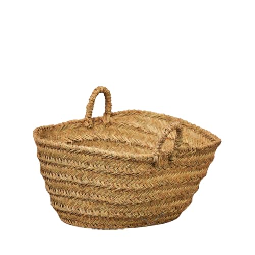 Cestería Aparici - Capazo de Esparto XXL y Leñero Extra Grande Ovalado. Cesto para Leña Artesanal con Asas. Cesto Decorativo y Almacenaje Rústico. (70 x 40 x 32 cm, Ref. 7109-5).