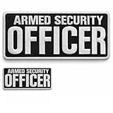Moordyses Embroidered Patches Armed Security Officer for Uniforms, Backpacks, Vest, Jackets end Cap One Small and One Large 4'x10' and 2'x5' Hook and Loop on Back