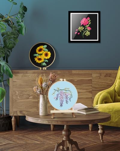 Image of TINDTOP Embroidery Kit for Adult, Ribbon Embroidery Kit for Beginners | for Craft Lover Hand Stitch with Embroidery Skill Techniques (FLowers)
