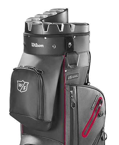 Miniatura 5 de Wilson Staff Bolsa De Golf, I Lock Dry Cart Bag, Bolsa Trolley, 14 Compartimentos Para Varios Palos De Golf, Negro Rojo