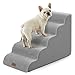 COZY KISS Hundetreppe für Kleine Hunde 57cm, Haustiertreppe für Hochbett aus Hochdichtem Schwamm, Hunde Treppe Hunderampe mit Waschbarem Bezug und Rutschfestem Boden, 40x84x57cm, 5 Stufen, Grau