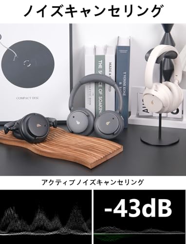 Edifier H9 ノイズキャンセリング ヘッドホン Bluetooth 5.4 ワイヤレス AAC iPhone対応【75時間再生】【266g軽量快適】外音取り込み、空間オーディオ、有線ハイレゾ/折り畳み可能/マイク内蔵/専用アプリ対応 グレー