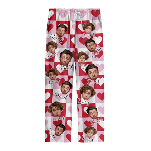 Custom Pajamas With Photo, Matching Pajamas For Couples, Personalized Pajamas Pants For Men Women, Valentine Pajamas 1
