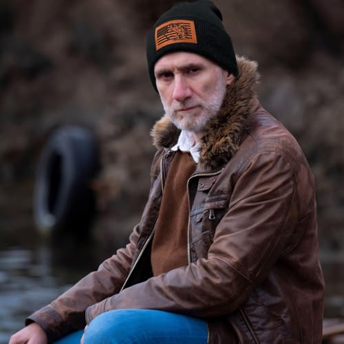 Image of American Flag Fishing Beanie Hat for Men, Christmas Dad Birthday Beanie Hats Gift for Women Men