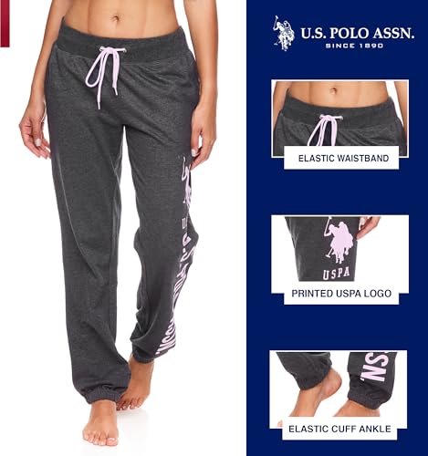 Image of U.S. POLO ASSN. Womens Sweatpants - Women Joggers Sweats with Logo Print - French Terry Poly-Cotton