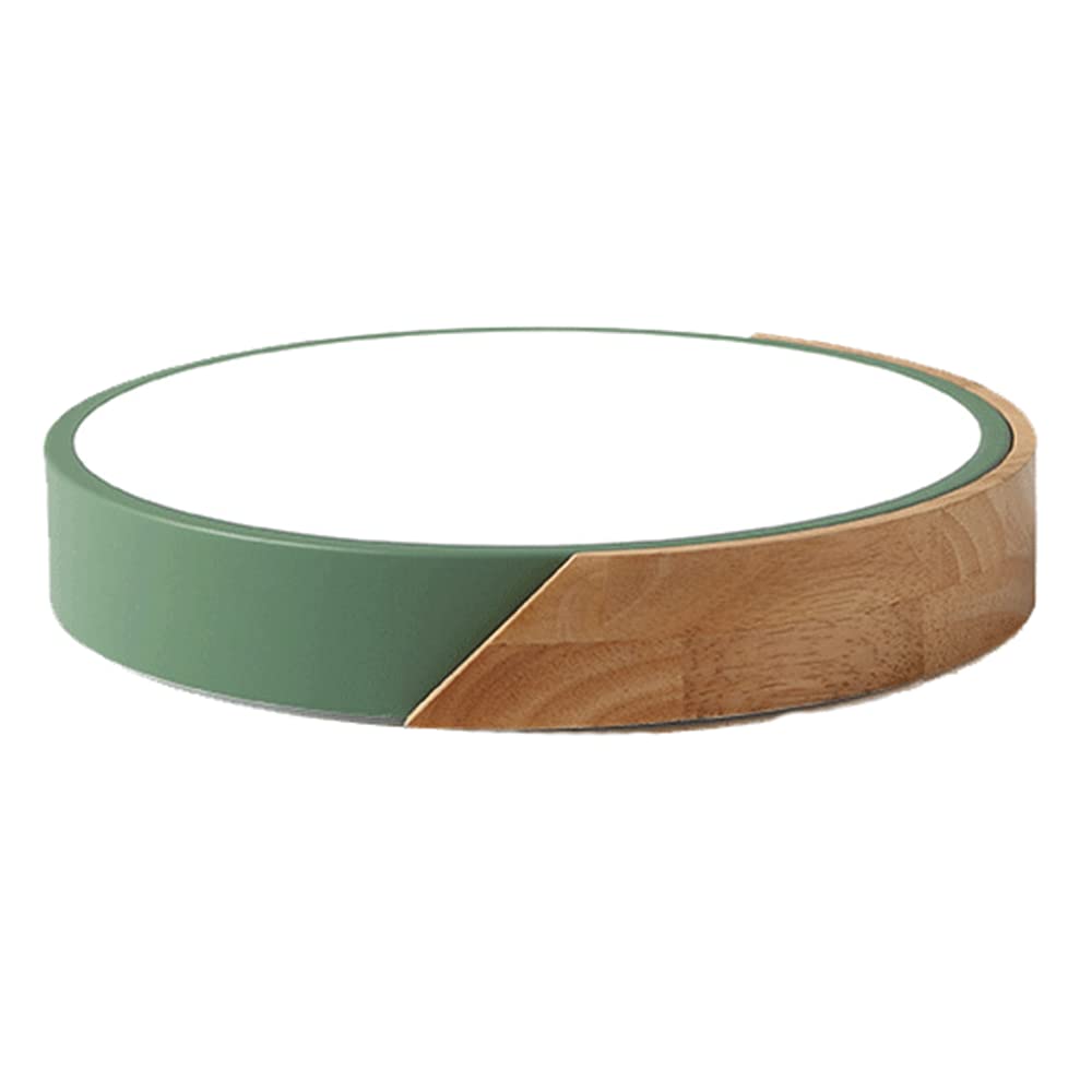 Modern Macaroon LED Ceiling Light Elegant Creative Panel Lights Tricolor Dimming Flat Lamp with Wood Circular Ceiling Lamp Iron Art Lampshade Chandelier for Living Room Dining Room Kitchen