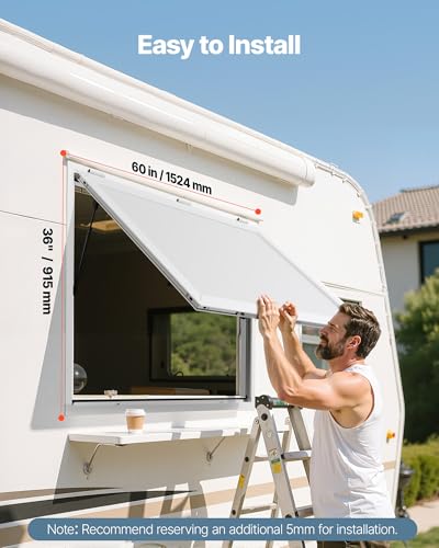 Image of VEVOR Concession Window Aluminum Alloy Frame Service Windows for Food Truck, Up to 85 Degrees Stand Serving Window with Awning Door and Drag Hook (whole piece, 60x36in)