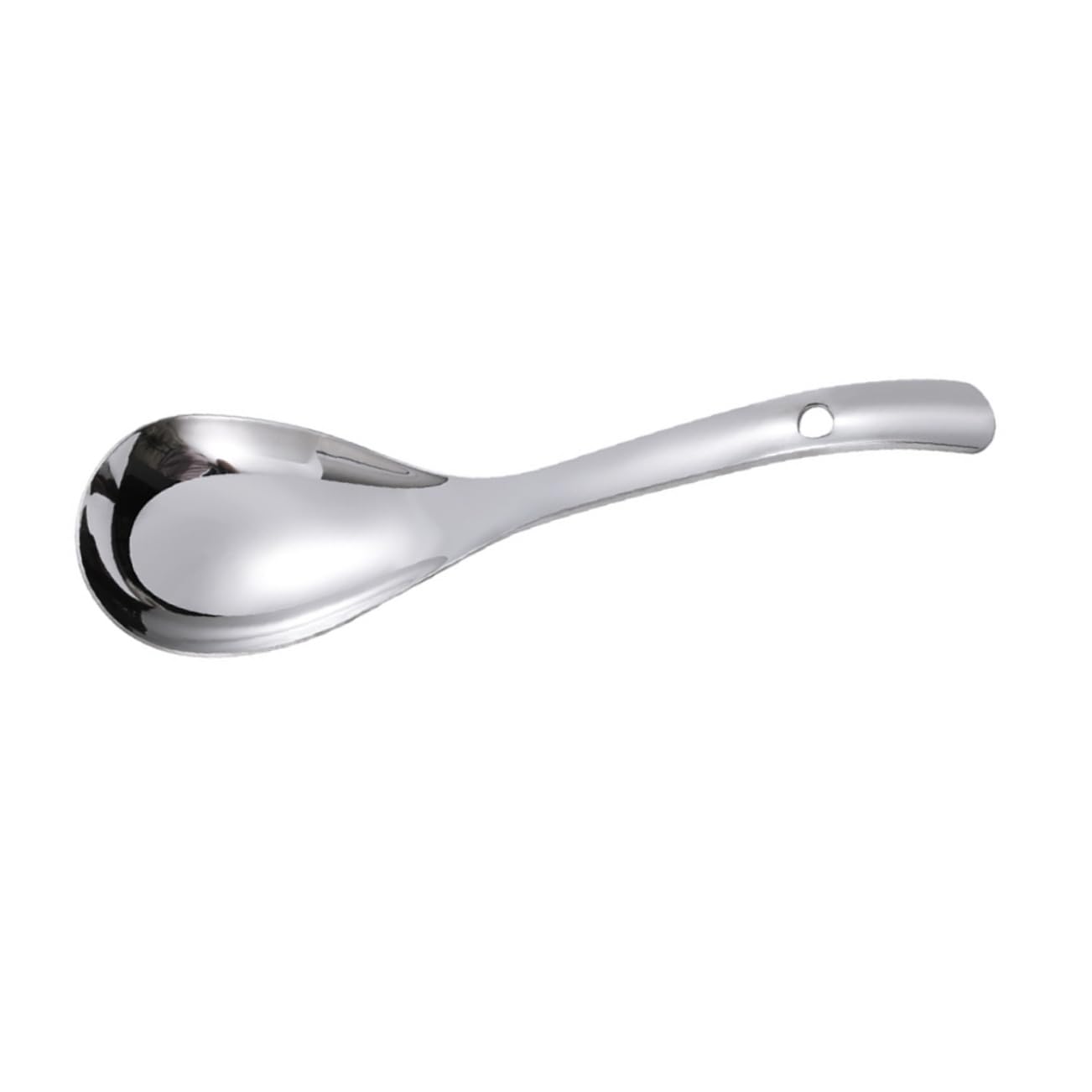 HOLIDYOYO 1pc Long Handle Stainless Steel Rice Spoon Versatile Kitchen Tableware for Home Restaurant Use for Serving Rice Ramen Soup Appetizers Silver Finish Design