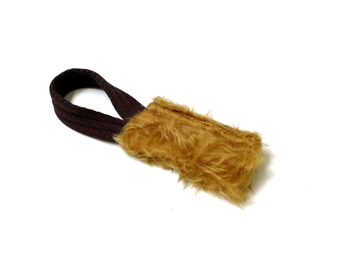 Church Products UK Dog Training Treat Bag Obedience Retrieve Furry Long Prey Dummy With Sewn In Squeaker Small 4" x 2" (Brown)