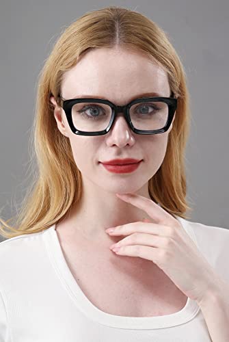 Image of REAVEE 2 Pack Oversized Reading Glasses for Women Men Blue Light Blocking, Ladies Stylish Retro Square Large Computer Readers (Black /Black 1.5x)
