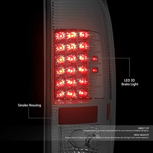 Image of Auto Dynasty Tail Light Compatible with 2008-2016 Ford F250 F350 F450 F550 Super Duty, Driver and passenger side LED Brake Lamps, Chrome Housing Smoked Lens