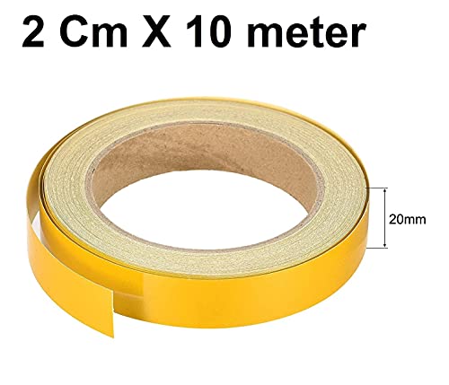Image of EURO Car Reflective Body Self-Adhesive Glow in the Dark Strip Vinyl Neon Tape | 2 cm X 10 meter (Yellow)