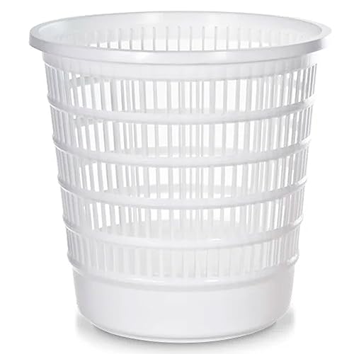 Acan Tradineur - Papelera de plástico con Rejilla, Cubo para Basura, hogar, despacho, Oficina, Estudio, Ligera y Resistente, Fabricada en España (Blanco - 24,5 x 22,5 cm)