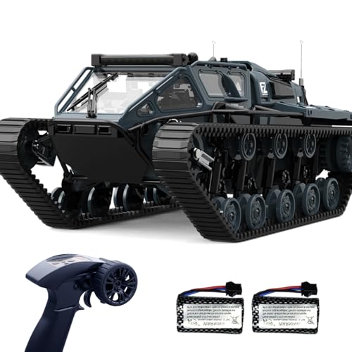 XINGRUI 1:12 Scale Remote Control Car Military Crawler Off-Road RC Tank with 4WD, Adjustable Speed/Steering, 2 Batteries & Openable Doors – All-Terrain RC Truck for Kids Adults, Birthday Gifts