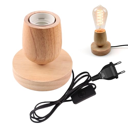 BAIFULAI Lámpara de mesa de madera E27