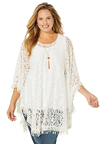 Catherines Women's Plus Size Anywear Stretch Lace Poncho