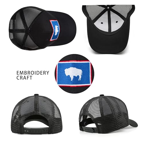 Image of Adjustable State Flag Trucker Hat Mesh Baseball Cap with Embroidered Patch for Men Women