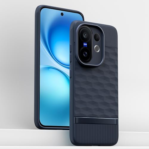 Image of Pikkme Back Cover for Vivo V60 5G / Vivo T4 Pro 5G Camera Protection 3D Hexa Cube Design Silicone Protective Bumper Case (Blue)