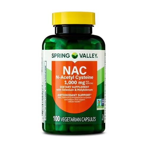 Spring Valley NAC 1,000 mg Vegetarian Capsules, Immune Support Dietary Supplement...