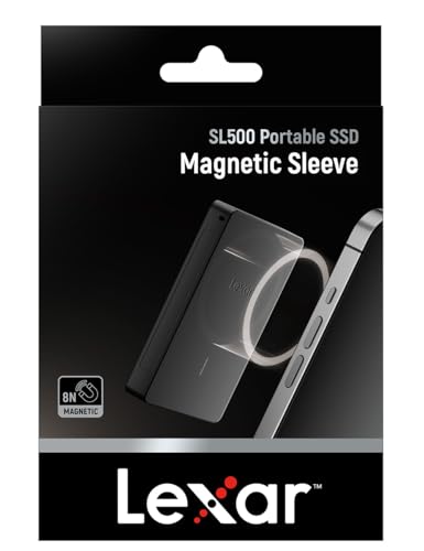 Image of Lexar Magnetic Sleeve for SL500 Portable SSD, Magnetic Attachment for iPhone & Mac, Shockproof Rubber Protective Sleeve, Black