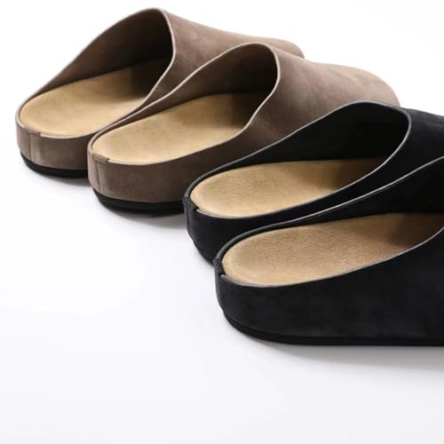 Suede Clogs for Women Comfort Cork Footbed Leather Mules Potato Shoes Round Toe Casual Slip On Sandals Shoe with Arch Support4