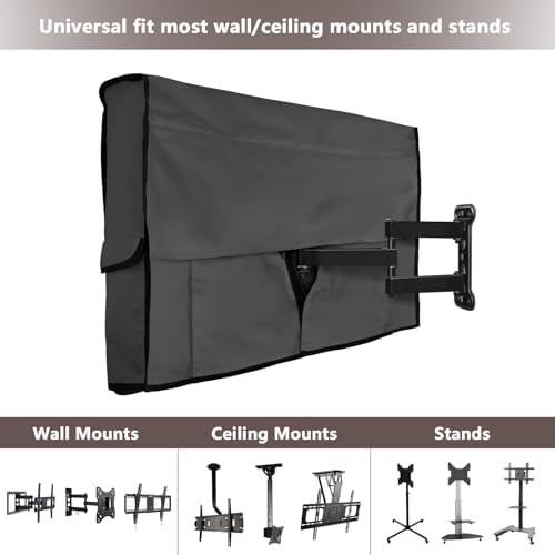ULTCOVER Waterproof Outdoor TV Cover for 55-59 inch Outside Flat Screen Televisions with Mounts and Stands, Black — view 3