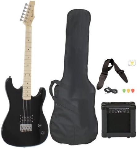 Davison Guitars Full Size Electric Guitar with 10-Watt Amp, Black - Right Handed Beginner Kit with Gig Bag and Accessories