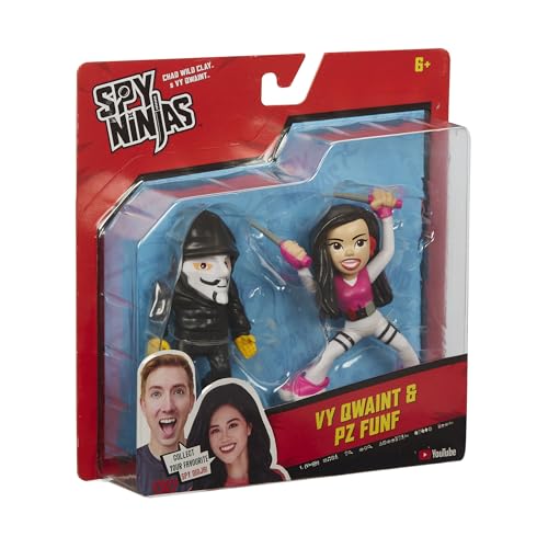 Spy Ninjas 3-INCH 2 FIGURE PACK. VY QWAINT AND PZ FUNF FIGURE SECRET NETWORK. SPY MISSION TOYS. HELP DEFEAT PROJECT ZORGO, Red, Blue - Image 3